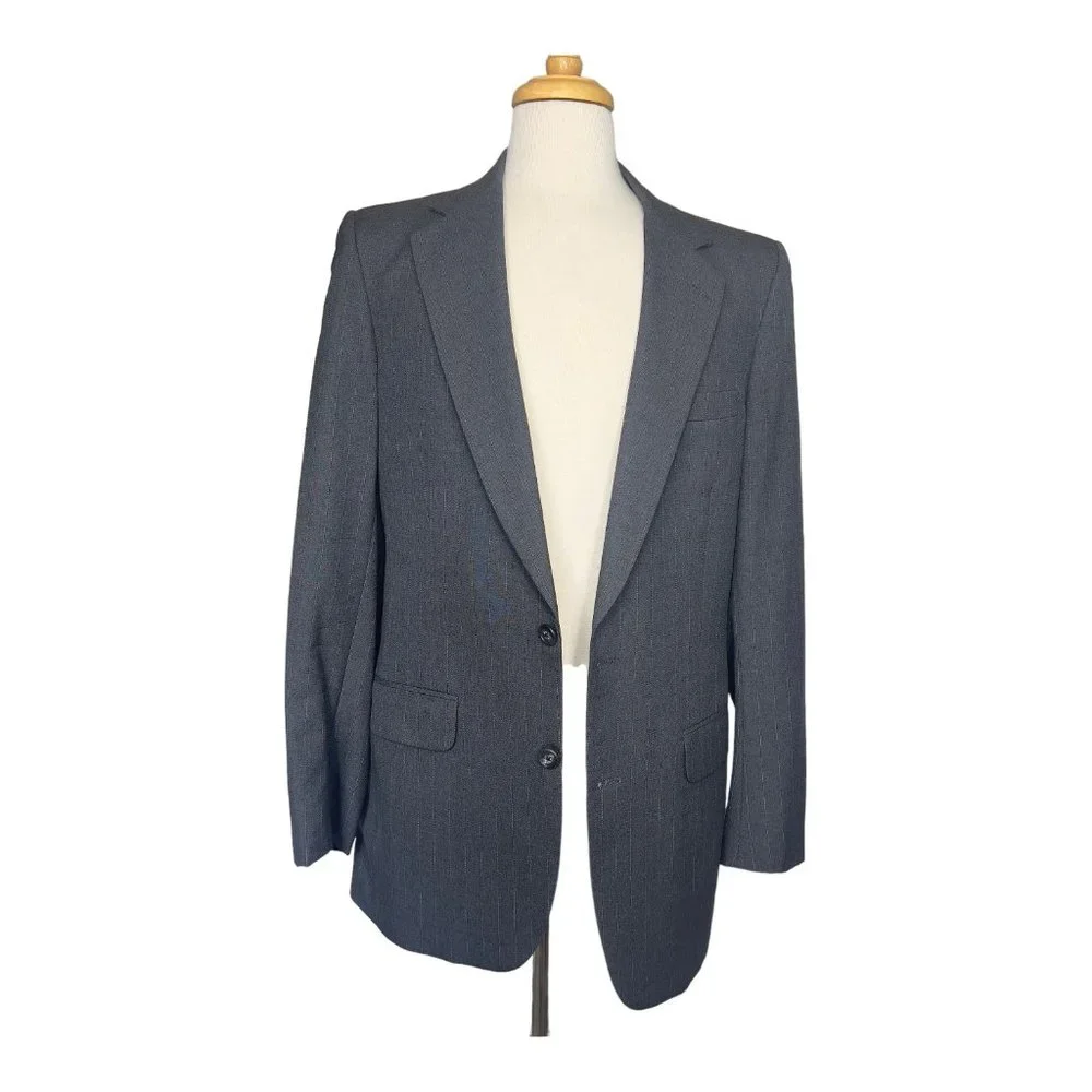 Burberry’s Vintage Wool Pinstripe Blazer Men 42” Bust Old Money Dark Academia